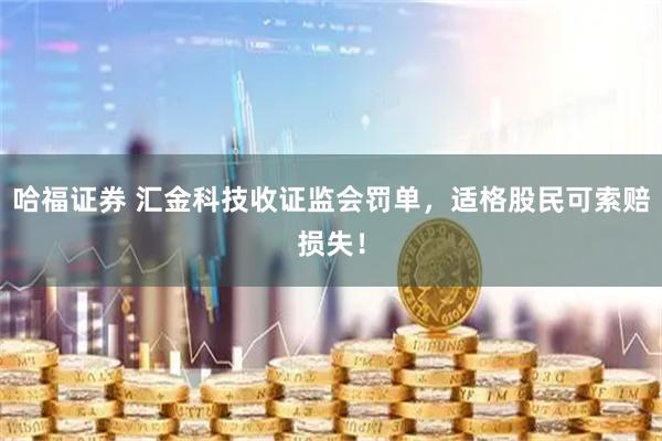 哈福证券 汇金科技收证监会罚单，适格股民可索赔损失！